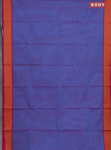 Chettinad cotton saree dual shade of cs blue and pink with thread woven buttas and thread woven border