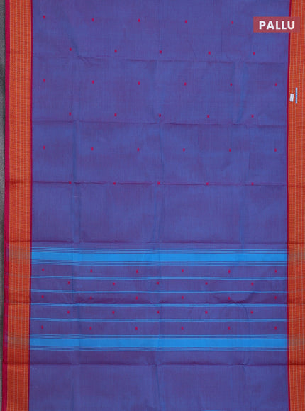 Chettinad cotton saree dual shade of cs blue and pink with thread woven buttas and thread woven border