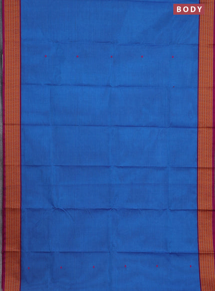Chettinad cotton saree cs blue and magenta pink with thread woven buttas and thread woven border