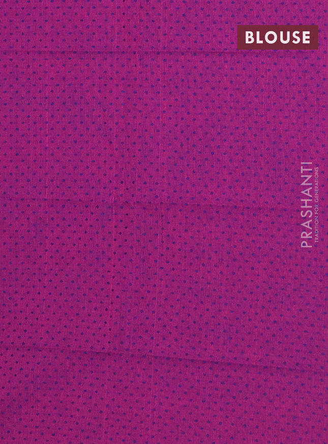 Chettinad cotton saree cs blue and magenta pink with thread woven buttas and thread woven border