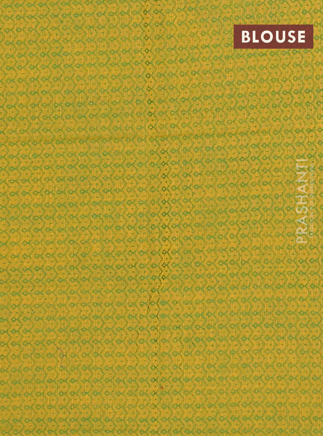 Chettinad cotton saree green and yellow with thread woven buttas and floral design border