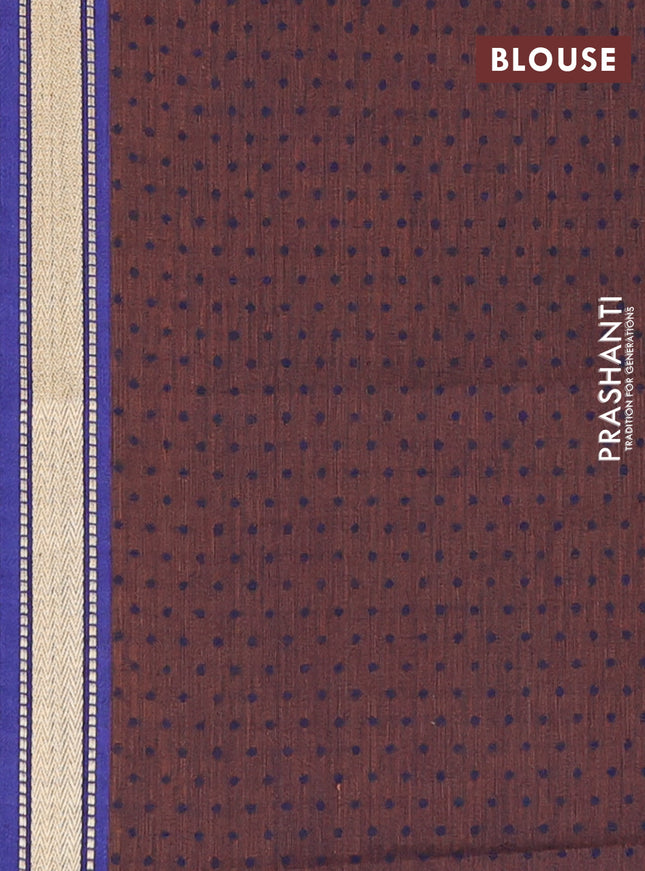 Chettinad cotton saree light green and brown with thread woven buttas and thread woven border