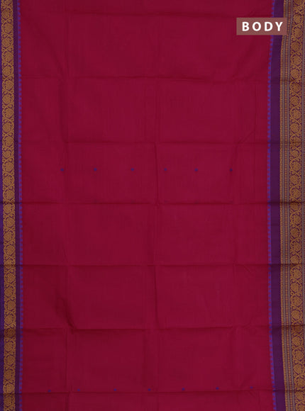 Chettinad cotton saree pink and dual shade of blue with thread woven buttas and thread woven border