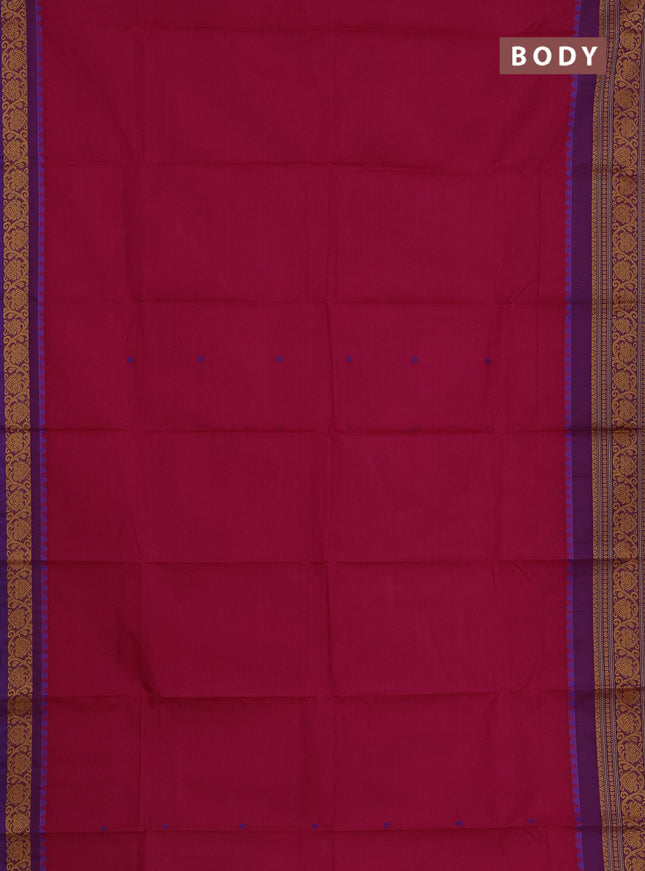 Chettinad cotton saree pink and dual shade of blue with thread woven buttas and thread woven border