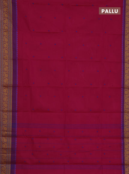 Chettinad cotton saree pink and dual shade of blue with thread woven buttas and thread woven border