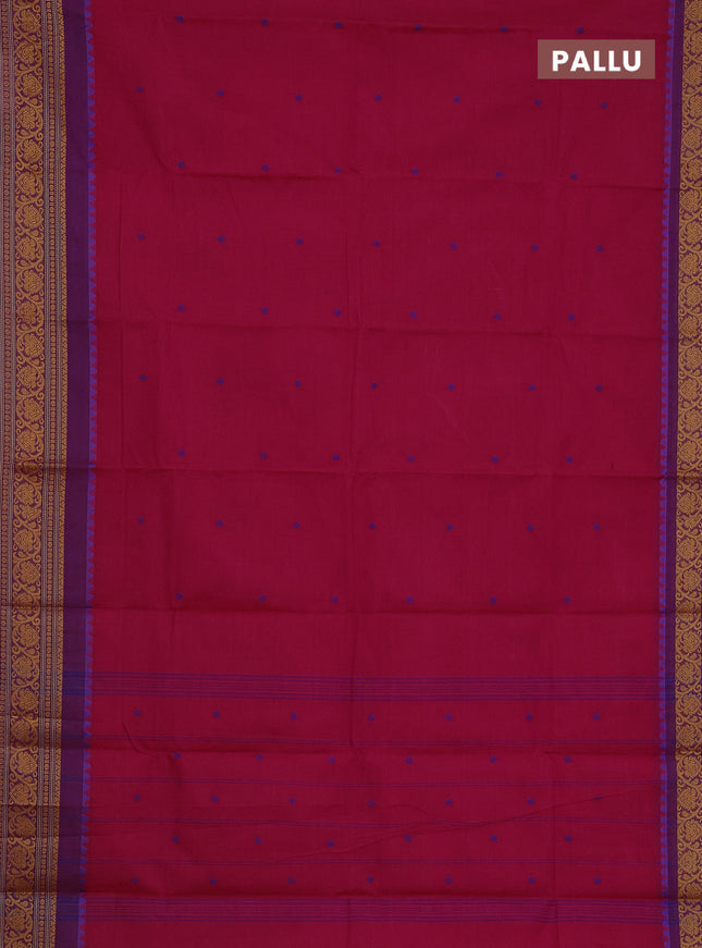 Chettinad cotton saree pink and dual shade of blue with thread woven buttas and thread woven border
