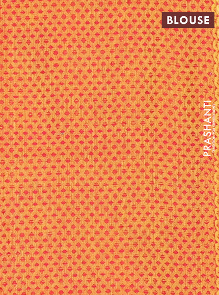 Chettinad cotton saree maroon and orange with thread woven buttas and temple thread woven simple border