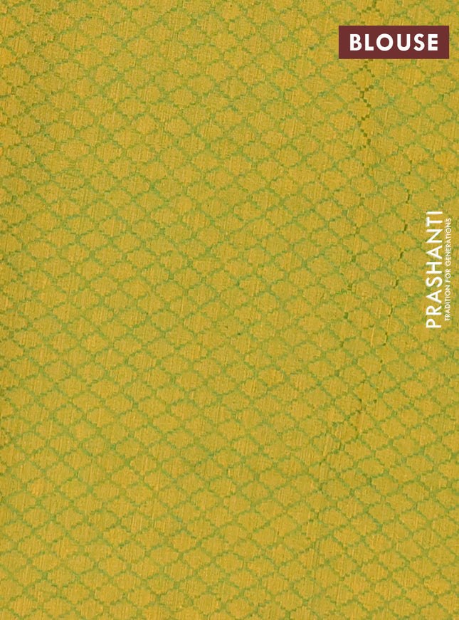 Chettinad cotton saree dark sap green and dark mustard with thread woven buttas and temple thread woven simple border