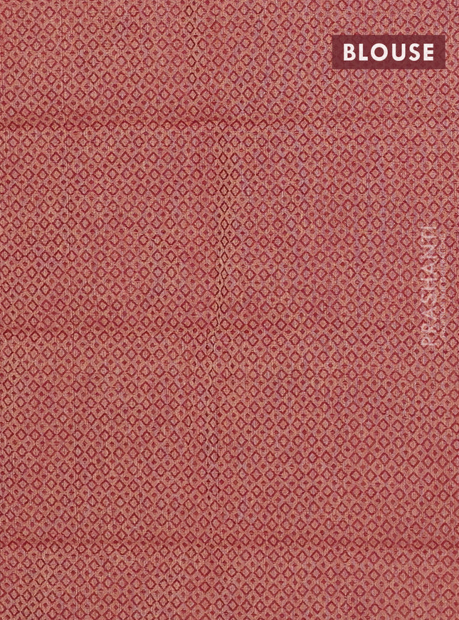 Chettinad cotton saree maroon and sandal with thread woven buttas and temple thread woven simple border