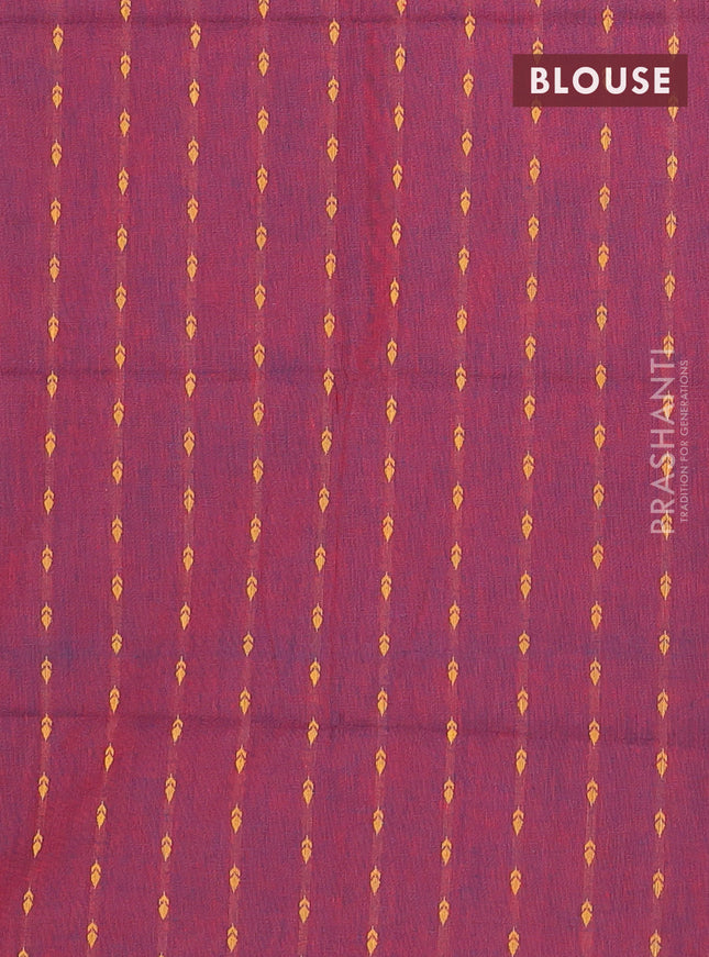 Chettinad cotton saree peacock green and maroon with thread woven buttas and thread woven simple border