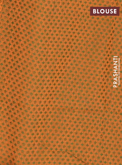 Chettinad cotton saree dual shade of bluish green and dark mustard with thread woven buttas and thread woven border