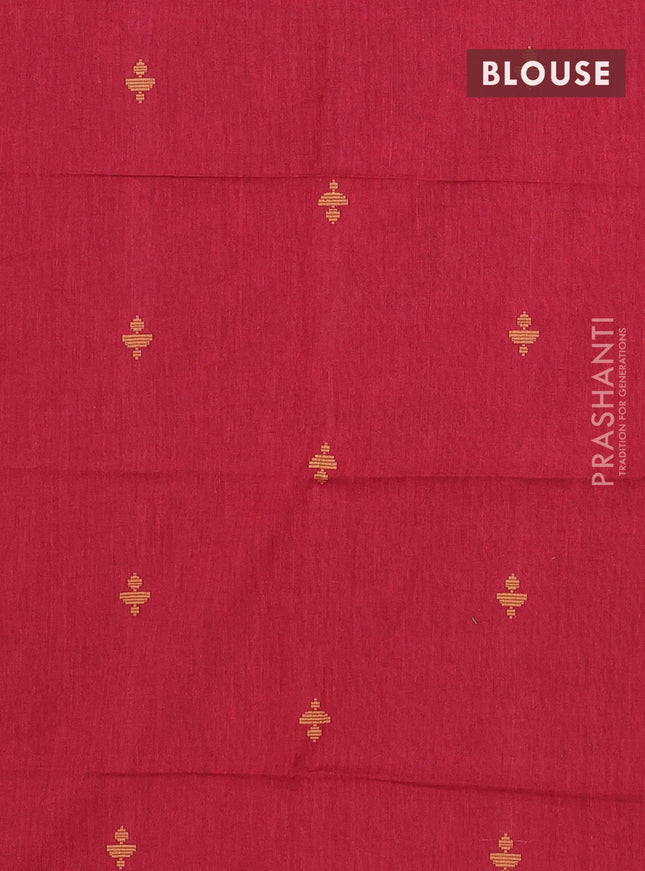 Chettinad cotton saree manthulir green and maroon with thread woven buttas and long rettapet thread woven border