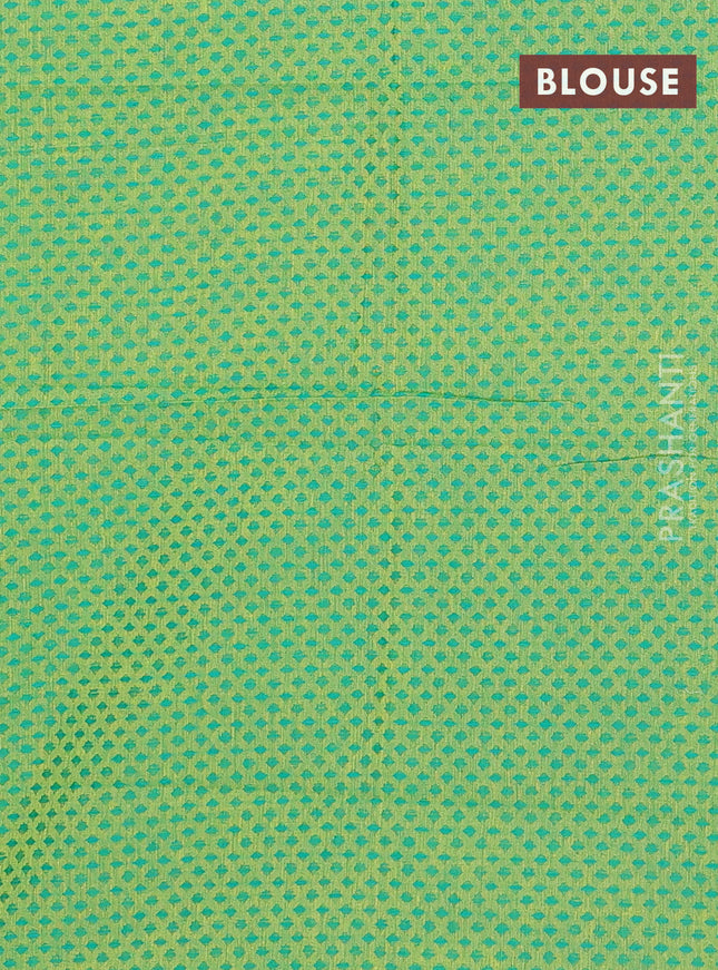 Chettinad cotton saree lime yellow and green with thread woven buttas and temple design thread woven border