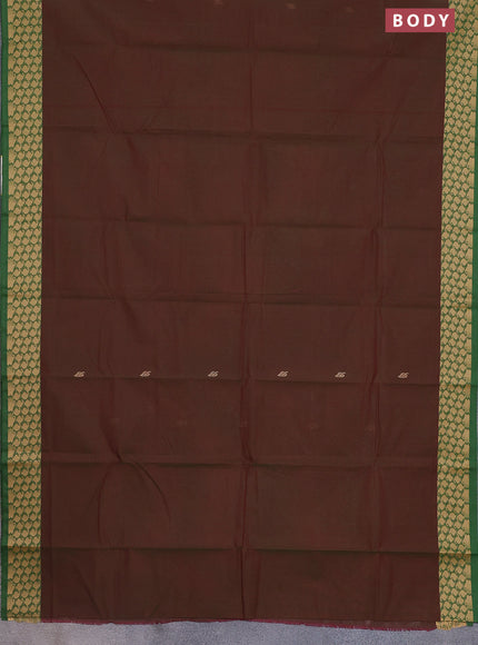 Chettinad cotton saree manthulir green and green with thread woven buttas and thread woven border