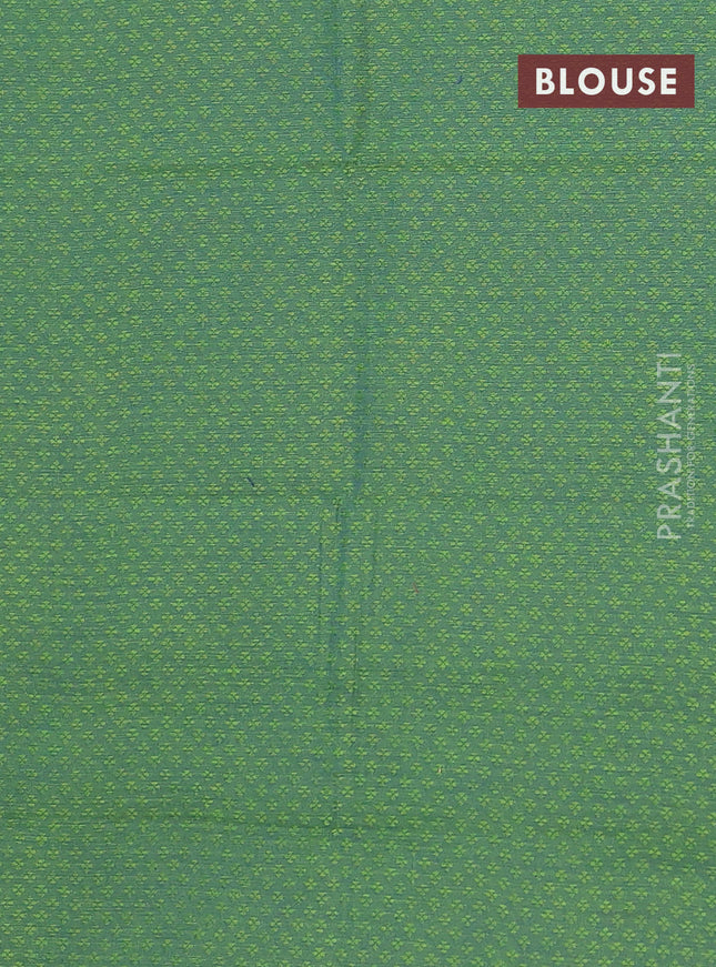 Chettinad cotton saree manthulir green and green with thread woven buttas and thread woven border