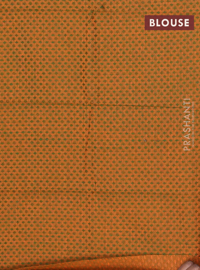 Chettinad cotton saree manthulir green and mustard yellow with plain body and rettapet thread woven border