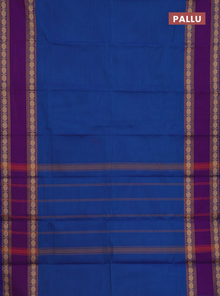 Chettinad cotton saree cs blue and purple with thread woven buttas and rettapet thread woven border