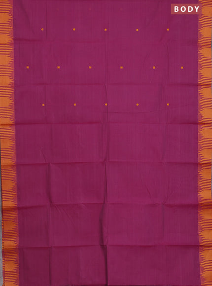 Chettinad cotton saree magenta pink and mustard shade with thread woven buttas and thread woven border
