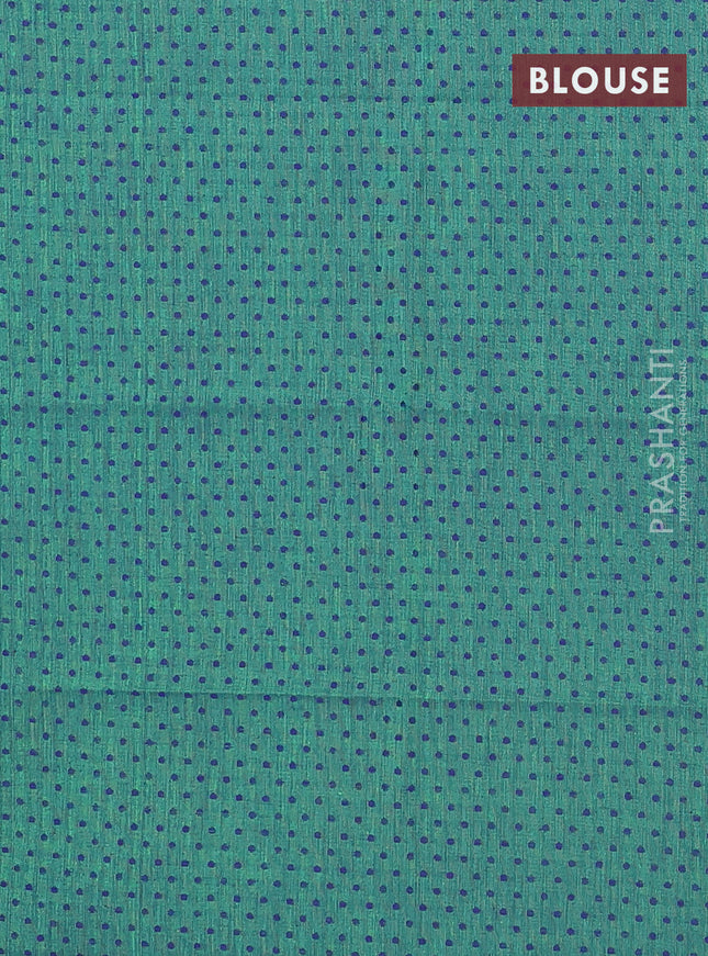 Chettinad cotton saree rust shade and green with allover checked pattern & thread buttas and simple border