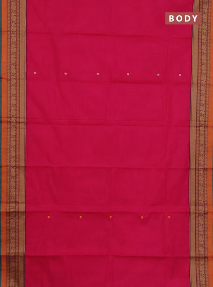 Chettinad cotton saree pink and green with thread woven buttas and thread woven border