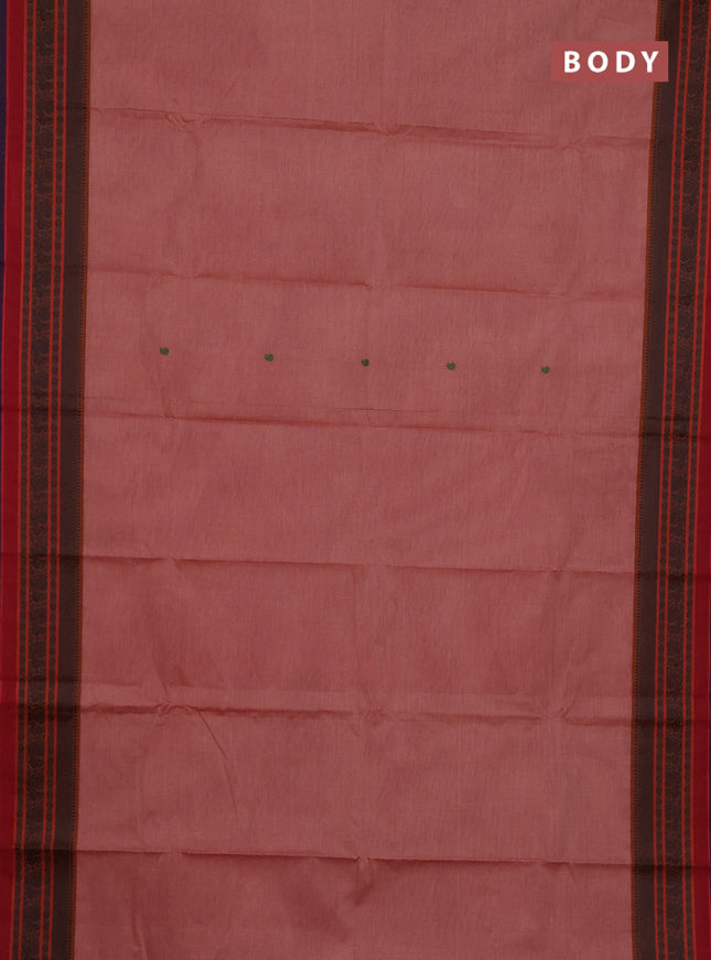 Chettinad cotton saree maroon shade with thread woven buttas and thread woven border