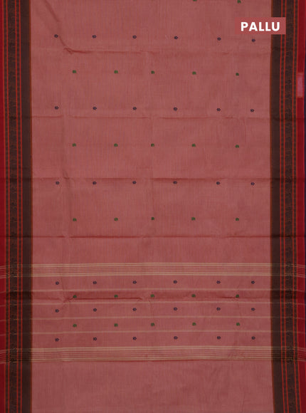 Chettinad cotton saree maroon shade with thread woven buttas and thread woven border