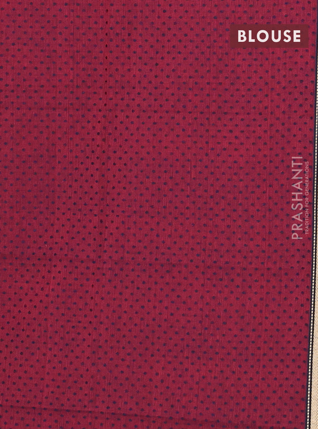 Chettinad cotton saree pastel maroon and brown with thread woven buttas and thread woven border