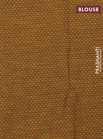 Chettinad cotton saree lime green and brown with plain body and leaf design border