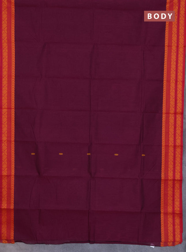 Chettinad cotton saree magenta pink and pink with plain body and thread woven border