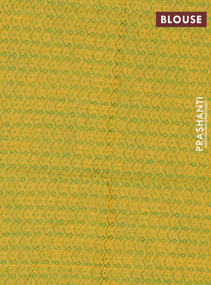 Chettinad cotton saree green and mustard yellow with thread woven buttas and temple design zari woven border