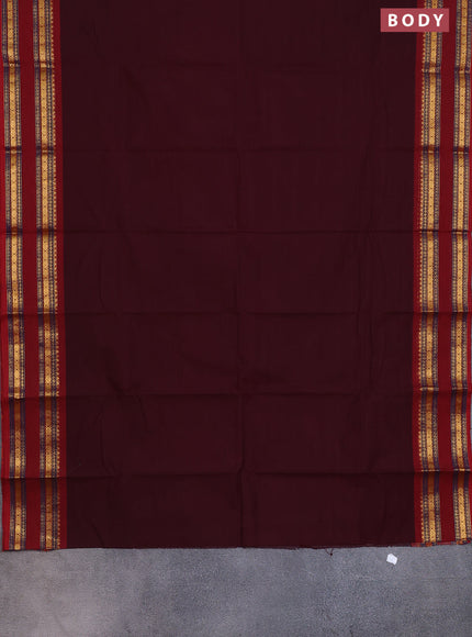 Chettinad cotton saree deep maroon and maroon with thread woven buttas and rettapet zari woven border