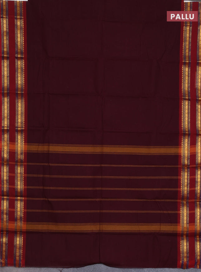 Chettinad cotton saree deep maroon and maroon with thread woven buttas and rettapet zari woven border
