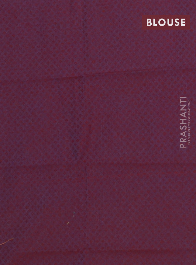 Chettinad cotton saree dual shade of blue and wine shade with thread woven buttas and annam zari woven border