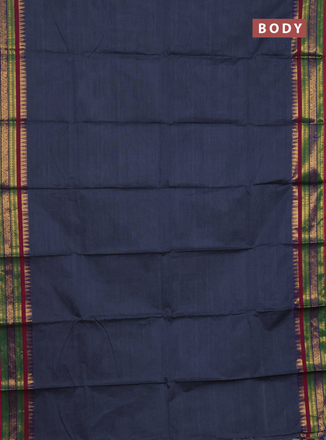 Chettinad cotton saree grey and pink with thread woven buttas and zari woven border