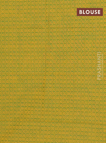 Chettinad cotton saree green and yellow with thread woven buttas and thread & zari woven border