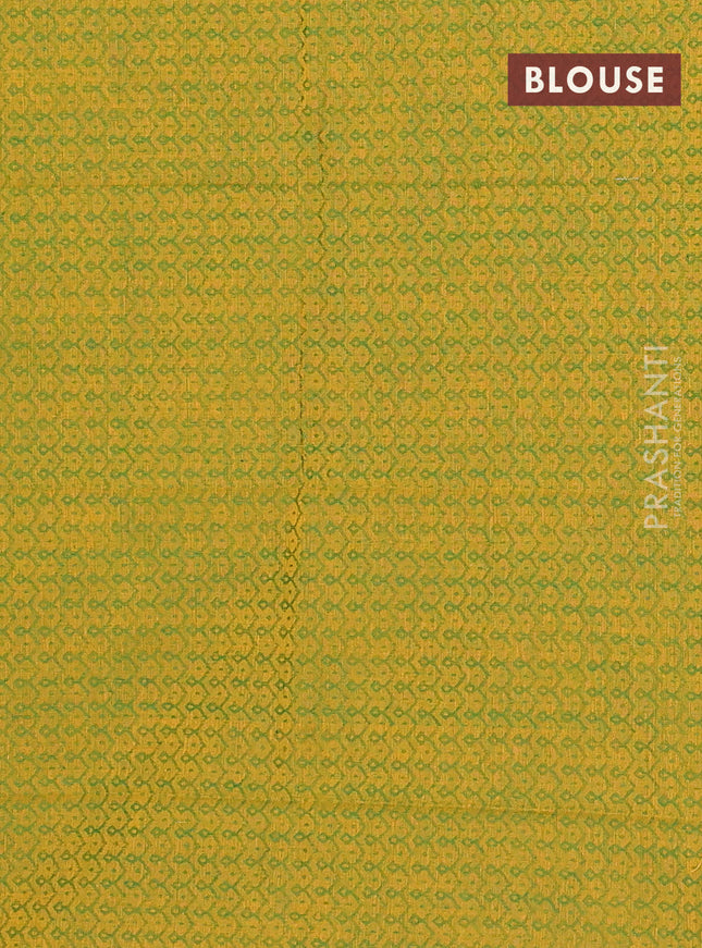 Chettinad cotton saree green and yellow with thread woven buttas and thread & zari woven border