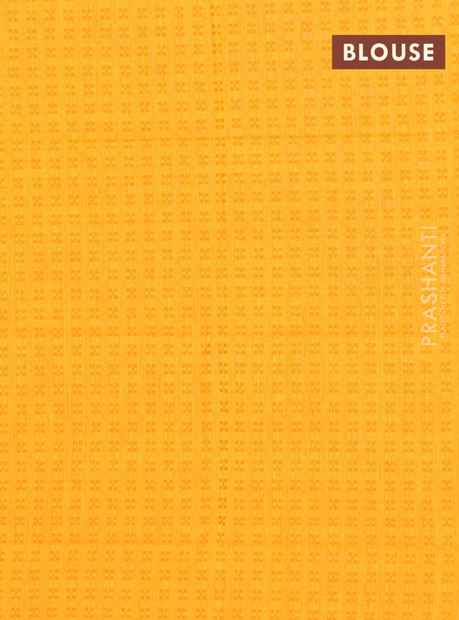 Chettinad cotton saree manthulir green and mango yellow with thread woven buttas and thread & zari woven border