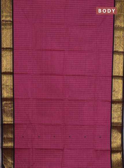 Chettinad cotton saree mauve pink and deep coffee brown with thread woven buttas and zari woven border