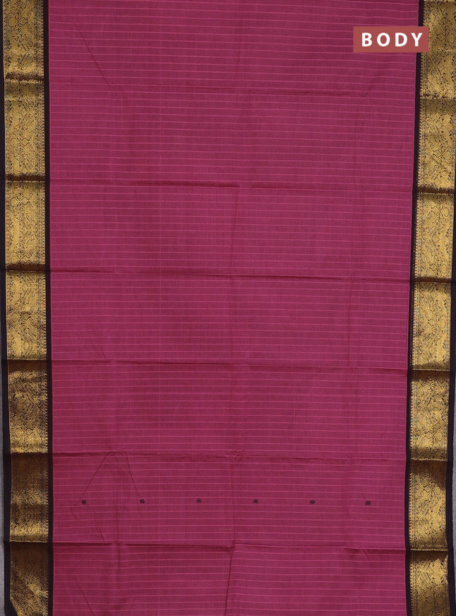 Chettinad cotton saree mauve pink and deep coffee brown with thread woven buttas and zari woven border