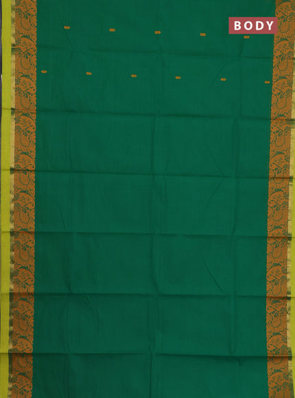 Chettinad cotton saree green and light green with thread woven buttas and thread & zari woven border