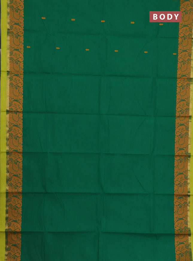 Chettinad cotton saree green and light green with thread woven buttas and thread & zari woven border