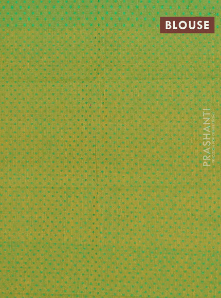 Chettinad cotton saree dual shade of pinkish orange and green with thread woven buttas and thread & zari woven border