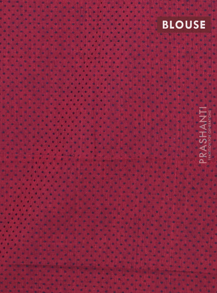 Chettinad cotton saree dark peacock blue and maroon with thread woven buttas and thread & zari woven border