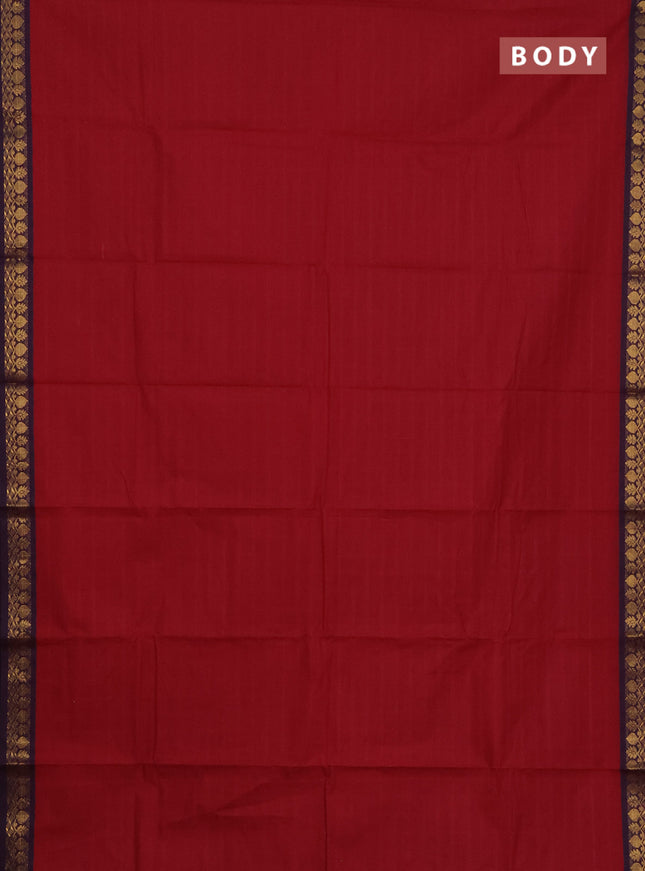 Chettinad cotton saree maroon and deep jamun with allover checked pattern and zari woven border