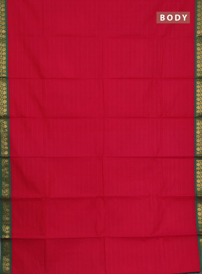 Chettinad cotton saree pink and green with checked pattern and zari woven border