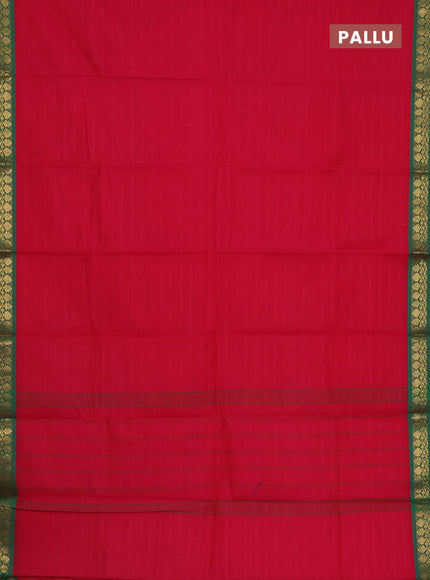 Chettinad cotton saree pink and green with checked pattern and zari woven border