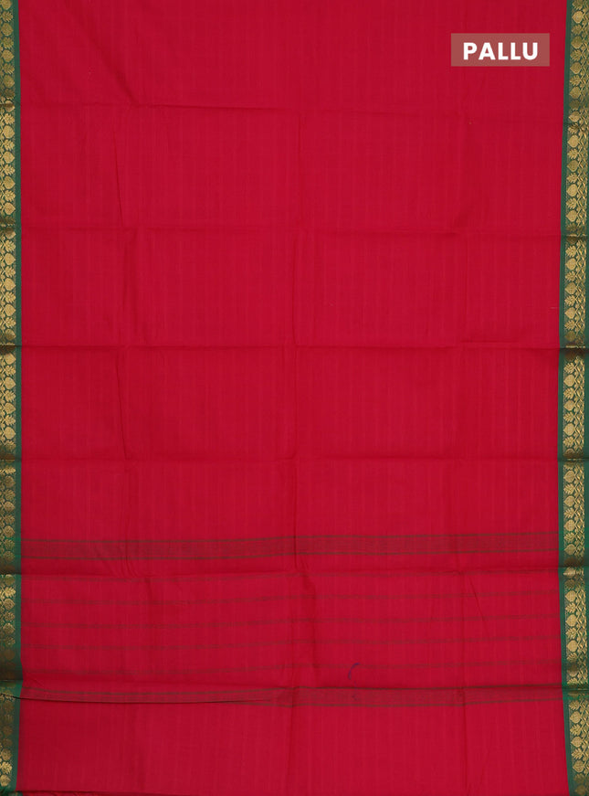 Chettinad cotton saree pink and green with checked pattern and zari woven border