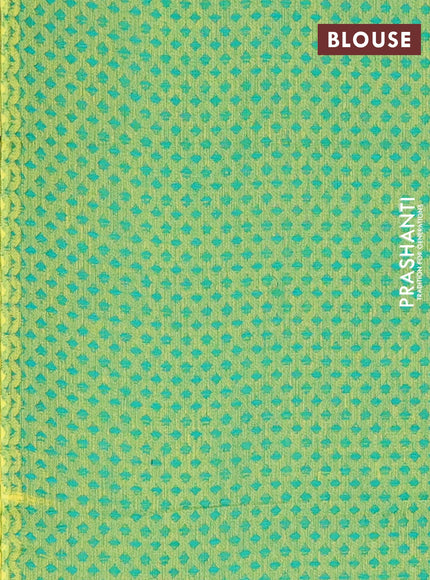 Chettinad cotton saree manthulir green and green with allover checked pattern and zari woven border
