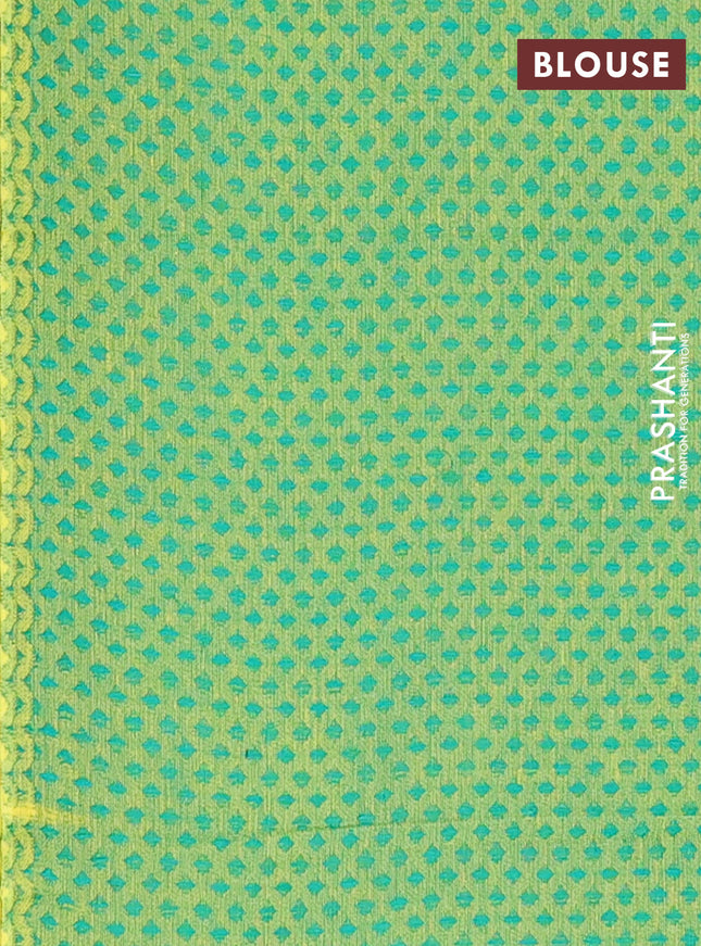 Chettinad cotton saree manthulir green and green with allover checked pattern and zari woven border