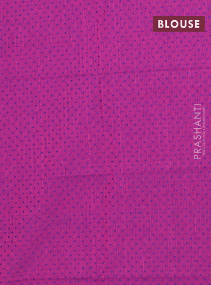 Chettinad cotton saree navy blue and magenta pink with thread woven buttas and annam & elephant zari woven border